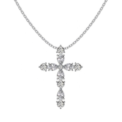 Customize 925 Sterling Silver Cross Necklace 18k Silver Cross And Chain Ladies
