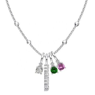 White CZ 4mm 925 Silver Necklace Female Zircon Stone Necklace Luxury DIY
