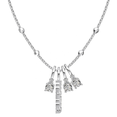 White CZ 4mm 925 Silver Necklace Female Zircon Stone Necklace Luxury DIY