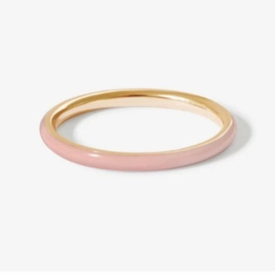 Pink Enamel 18K Gold Plated Rings Solid 925 Sterling Silver Stacking Rings