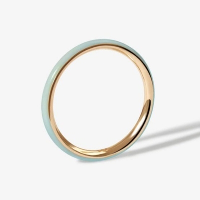 Pink Enamel 18K Gold Plated Rings Solid 925 Sterling Silver Stacking Rings