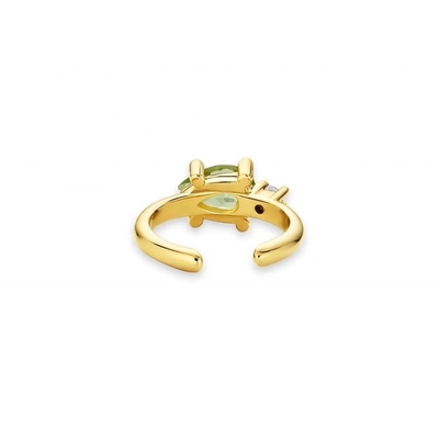 18K Gold Plated 925 Sterling Silver TRENDY Design Pear Cut Peridot CZ Cuff Earrings