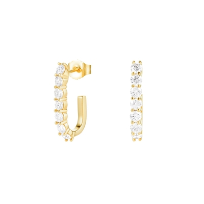 Trendy 925 Sterling Silver 14k Gold Trendy Bend Stud Earrings For Women Girls Jewelry