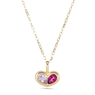 Valentine Days Gift Colorful Heart Shaped Gemstone Pendant Necklaces For Engagement