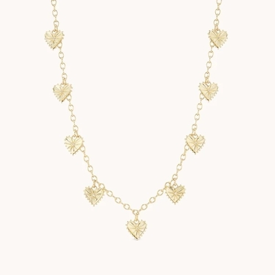 Trendy 14K Gold Plated Fashion Multi Heart Shaped Charm Women's Brass Necklace