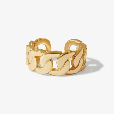 S925 Silver Fine Jewelry 14K Yellow Gold Chunky Chain Open Ring