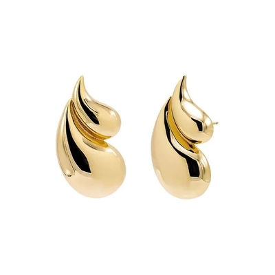 2024 Double Teardrop Fashion 18K Gold Plated Earrings and Customized Logo Acceptance