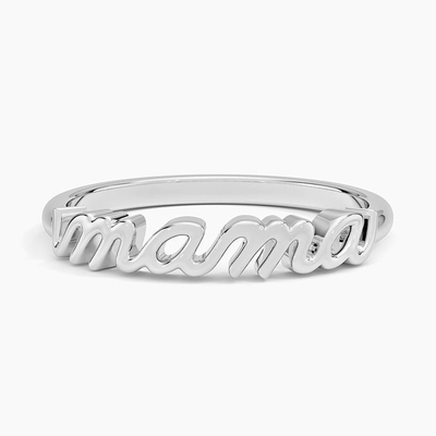 Classic 925 Sterling Silver14K Gold Highly Polished MAMA Women Rings In Minimalist Design