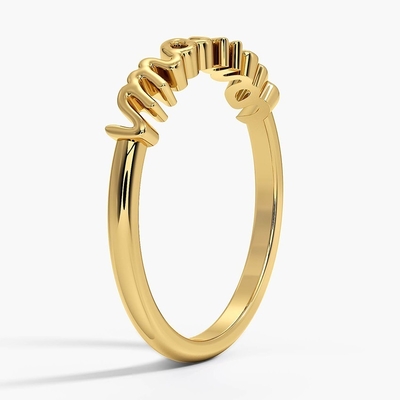 Classic 925 Sterling Silver14K Gold Highly Polished MAMA Women Rings In Minimalist Design