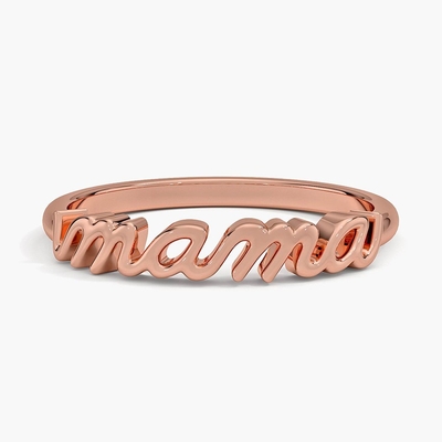 Classic 925 Sterling Silver14K Gold Highly Polished MAMA Women Rings In Minimalist Design