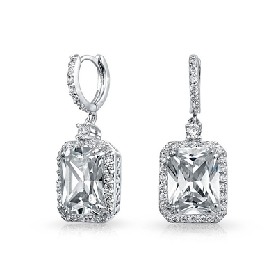 925 Sterling Silver Material Type Top Sales White Gold Plated Dangle Bridal Earrings