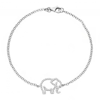 925 Sterling Silver Elephant Bracelet With Micro Insert Technology And White Diamond CZ