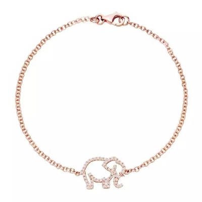 925 Sterling Silver Elephant Bracelet With Micro Insert Technology And White Diamond CZ