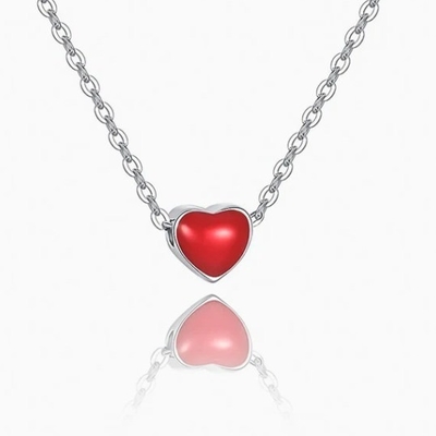 Rhodium Plated Small Pink Heart Valentine'S Day Women'S 925 Sterling Silver Pendants