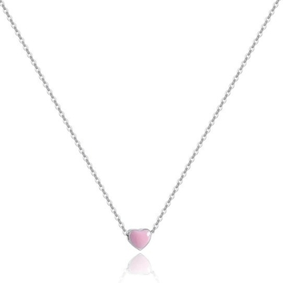 Rhodium Plated Small Pink Heart Valentine'S Day Women'S 925 Sterling Silver Pendants