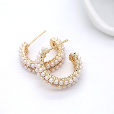 Women's Accessories 925 Sterling Silver Hoop Earrings with Mother's of Pearl Clear CZ