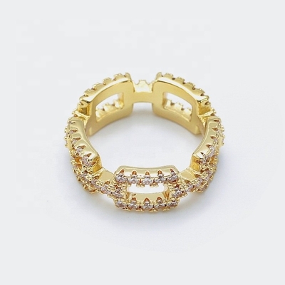 Customized Chain Rings Clear CZ Real Sterling Silver 925 Jewellery for Women and Men