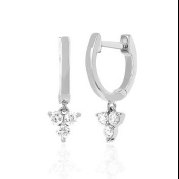 14K Gold Blossom Mini Huggie Diamond Trio Drop Earrings Silver Jewelry Main Material