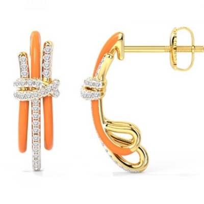 2024 Fashion Brazilian Enigma Silver Earrings with Orange Epoxy and White CZ Jewelry Accessorie