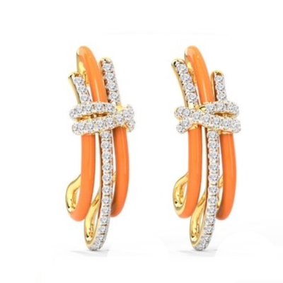 2024 Fashion Brazilian Enigma Silver Earrings with Orange Epoxy and White CZ Jewelry Accessorie