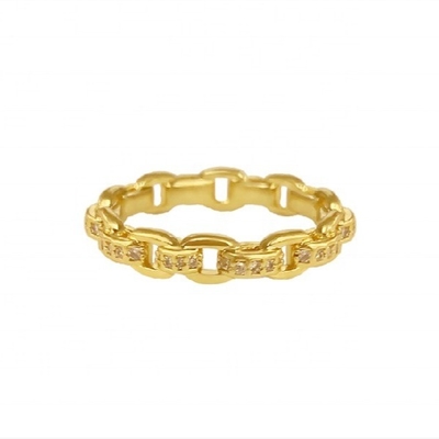 Curb Link Chain 18K Gold Delicate Individual Super Fairy 925 Sterling Silver Ring
