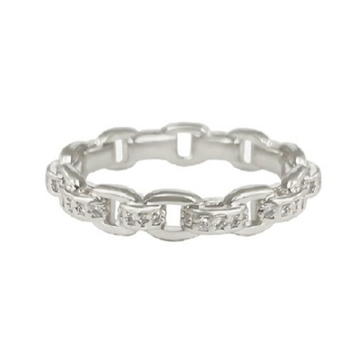 Curb Link Chain 18K Gold Delicate Individual Super Fairy 925 Sterling Silver Ring