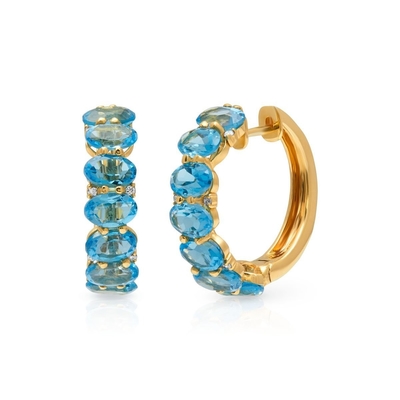 925 Sterling Silver Oval Green CZ Women's Hoop Earrings 18K Gold Half Eternity Band