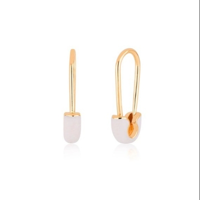 925 Sterling Silver Women's Fashion Pin Earrings adorned with Blue Enamel Drop Finish