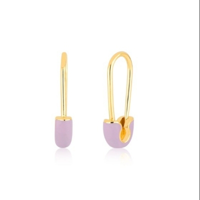 925 Sterling Silver Women's Fashion Pin Earrings adorned with Blue Enamel Drop Finish