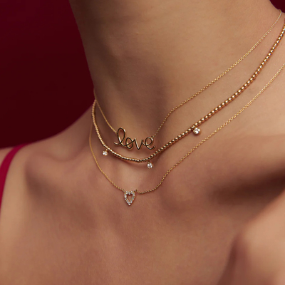 Solid 925 Sterling Silver 14K Gold Plated Love Pendant Necklace for Women Valentine Gift