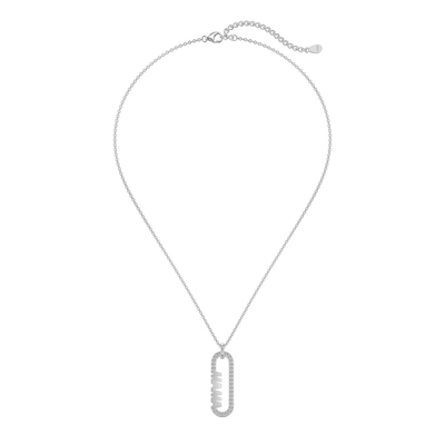 18k Gold Mom paperclip Pendant Necklace in 925 Sterling Silver