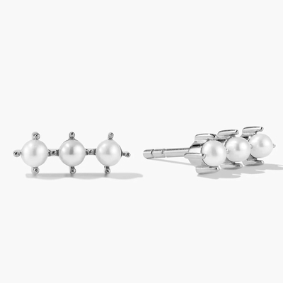 18K Gold Plating Pearl Stud Earrings Sterling Silver with Customized Logo