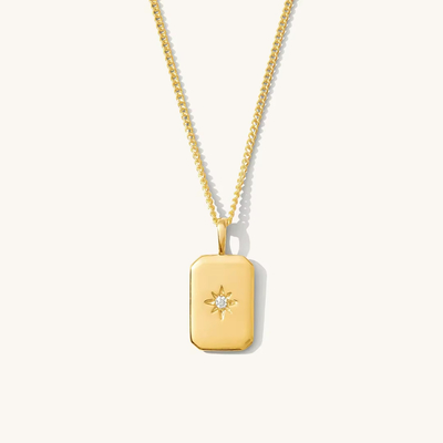 Rectangular Small Star 925 Sterling Silver Gold-plated Necklace