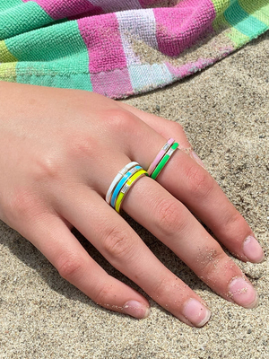 Elegant Enamel Ring with Rectangular Cubic Zirconia 925 Sterling Silver Jewelry Gift for Women
