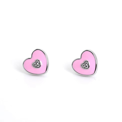 Wedding Occasion Pink Heart Stud Earrings for Necklace Jewelry Sets