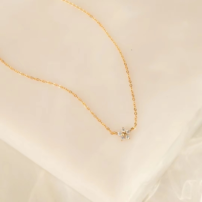 925 Sterling Silver Flower Necklace Exquisite Trendy Rhodium Plated For Engagement Wedding Party Perfect Gift For Girlfriends