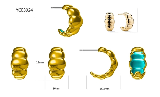 18K Gold Rhodium Plated Crescent Stud Earrings – Elegant Dome Hoop Earrings for Women, Perfect for Everyday & Party
