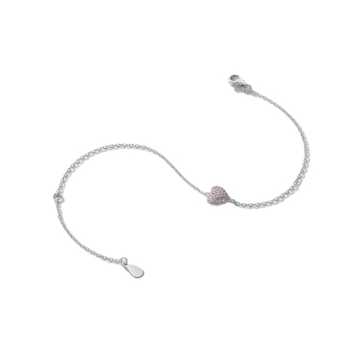 925 Sterling Silver Heart Bracelet with Zircon for Women