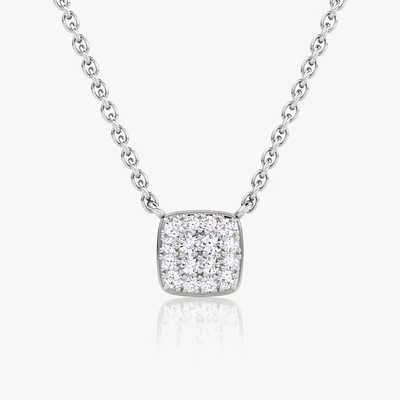 18K Gold Plated 925 Sterling Silver Square Cubic Zirconia Pendant Necklace