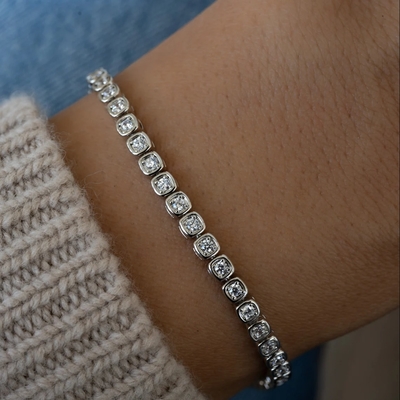 3mm Zirconia Tennis Bracelet 925 Silver 14K Gold Plated Unisex Jewelry
