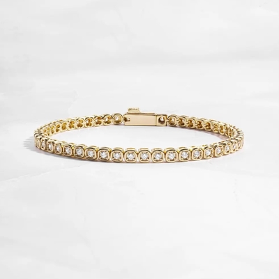 3mm Zirconia Tennis Bracelet 925 Silver 14K Gold Plated Unisex Jewelry