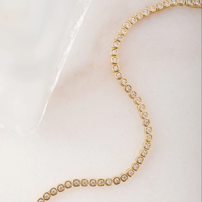 3mm Zirconia Tennis Bracelet 925 Silver 14K Gold Plated Unisex Jewelry