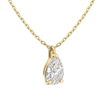 925 Sterling Silver Pear Cut Zircon Pendant Necklace for Women