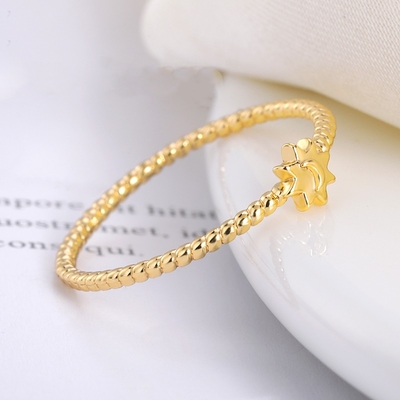 925 Sterling Silver Moon Sun Ring 18K Gold Plated Unisex Jewelry