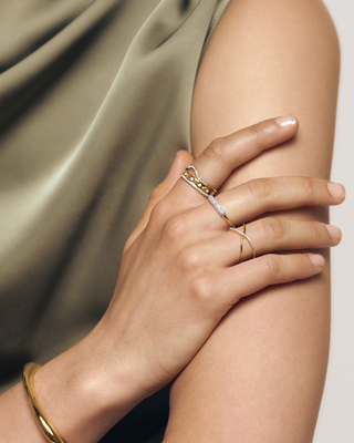 925 Sterling Silver 18K Gold Plated CZ Stacking Ring for Women