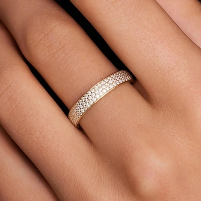 925 Sterling Silver 18K Gold Plated CZ Half Eternity Ring for Women
