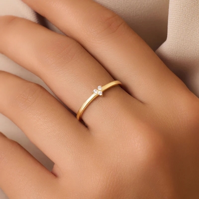 925 Sterling Silver Gold Plated CZ Lotus Ring for Women