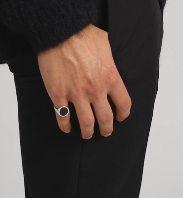 18K Gold Plated Black Onyx 925 Sterling Silver Men's Signet Ring