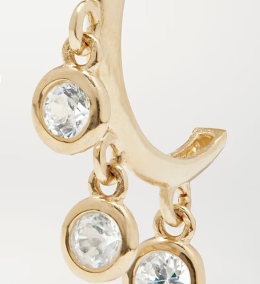 14K Gold Plated Brass Hoop Earrings with Zircon Bezel Setting