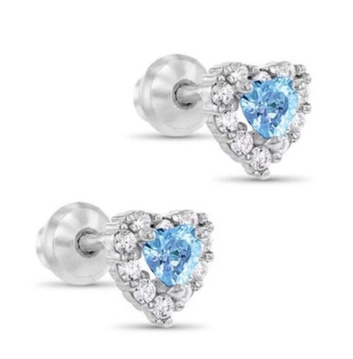 925 Sterling Silver 14K Gold Plated Heart CZ Baby Stud Earrings